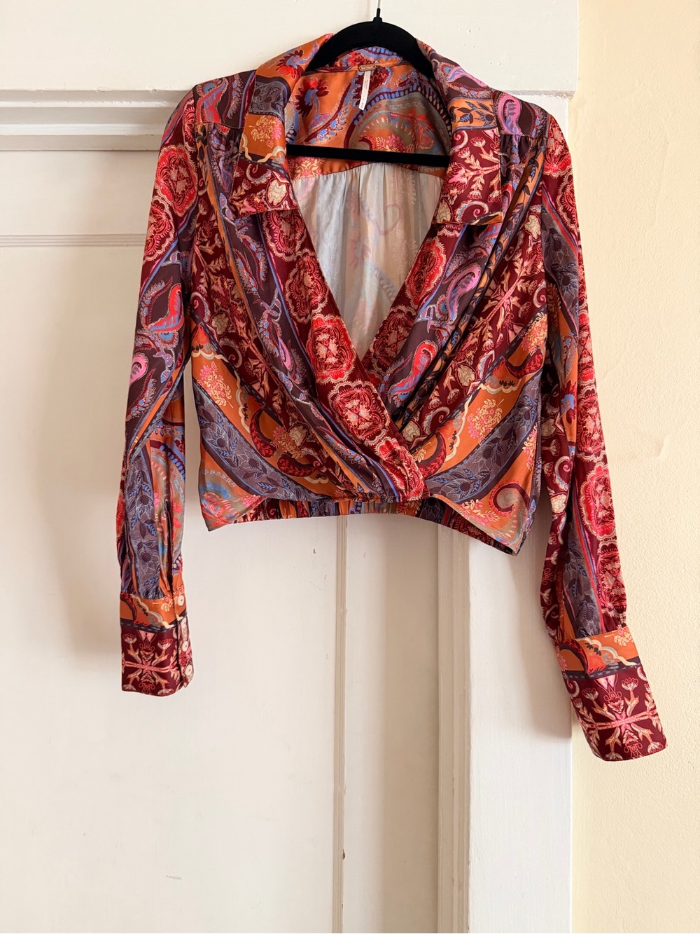 Free People Paisley Wrap Blouse Rust Orange Brown Size M